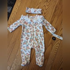 NWT Baby Girl Sleeper and Headband Set